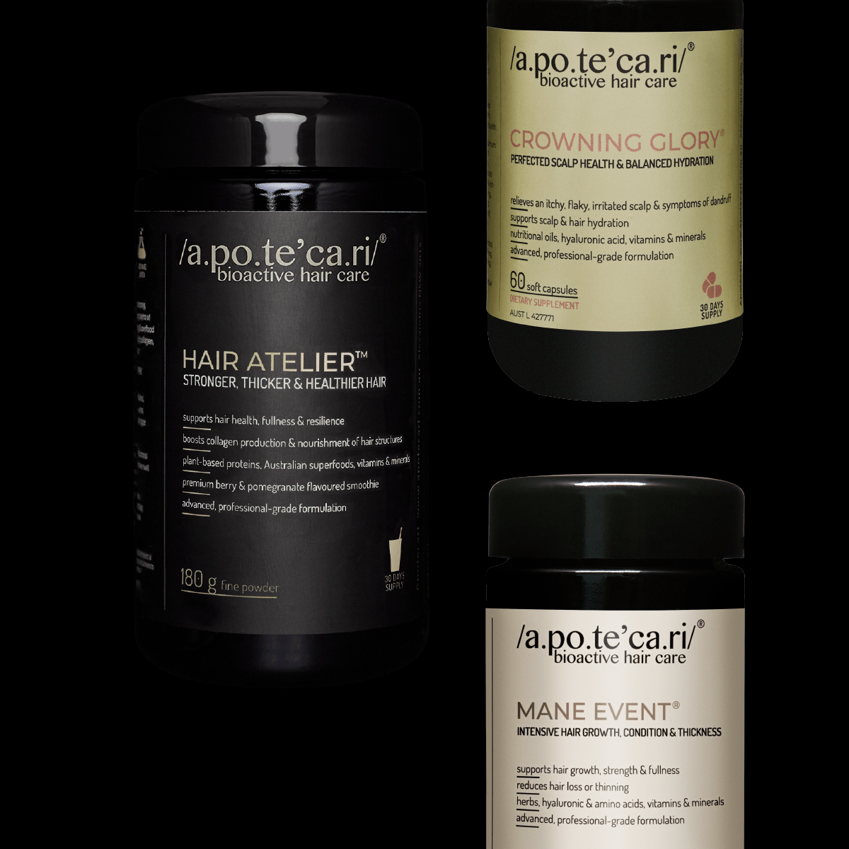 Apotecari, Hair Atelier, Mane Event, healthier hair, edible hair care, pomegranate, pink drink, healthy, vegan, strong hair, powder, drink, oily, dry, scalp, thicker hair, growth